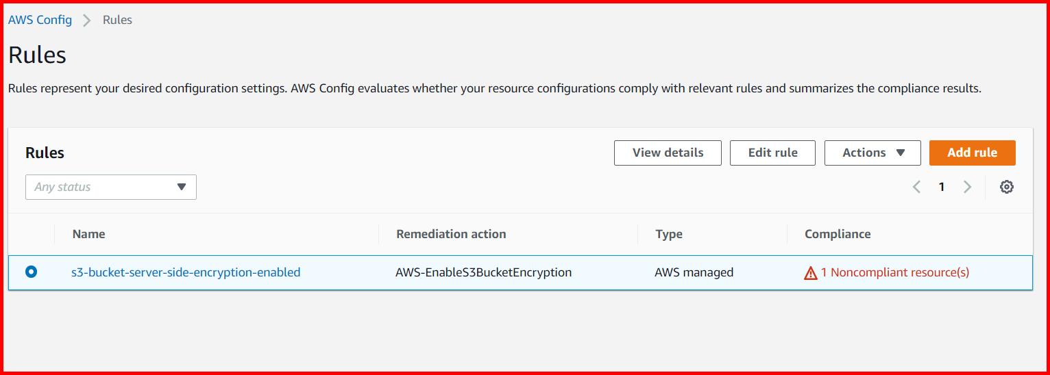 Picture showing the non-compliance message when the rule is evaluated